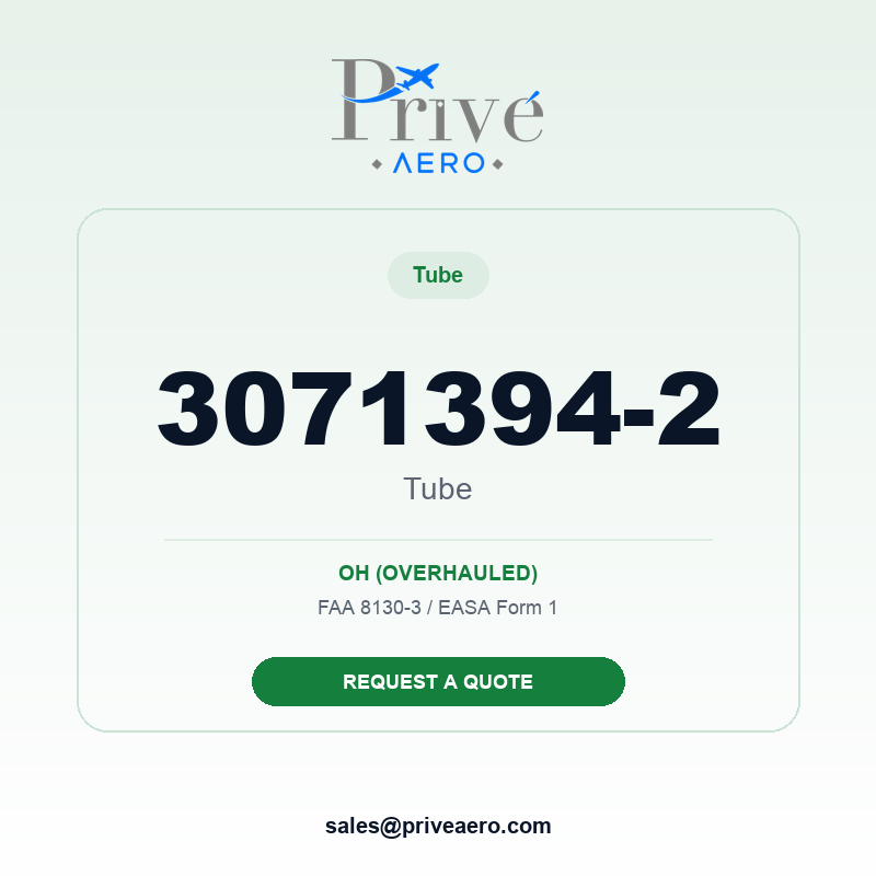 P/N 3071394-2 Tube 3071394-2 Tube – Privé Aero
