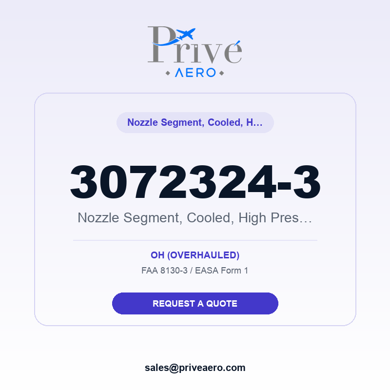 P/N 3072324-3 Nozzle Segment, Cooled, High Pressure Tu 3072324-3 Nozzle Segment, Cooled, High Pressure Tu – Privé Aero