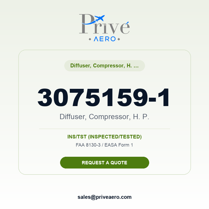 P/N 3075159-1 Diffuser, Compressor, H. P. 3075159-1 Diffuser, Compressor, H. P. – Privé Aero