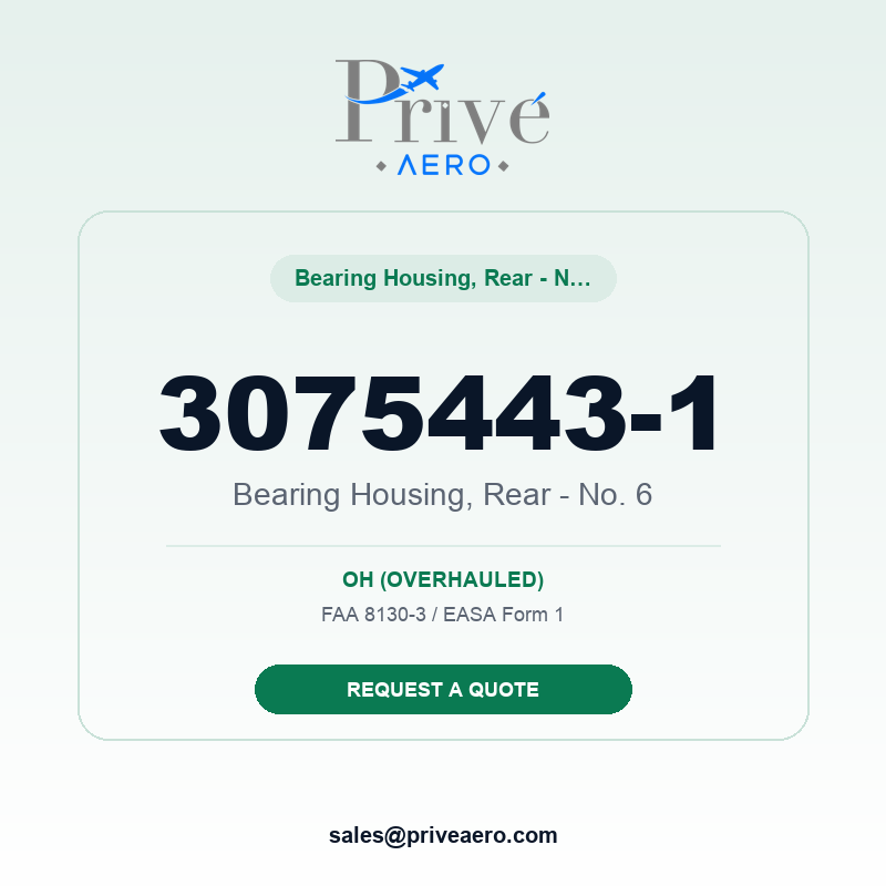 P/N 3075443-1 Bearing Housing, Rear - No. 6 3075443-1 Bearing Housing, Rear - No. 6 – Privé Aero