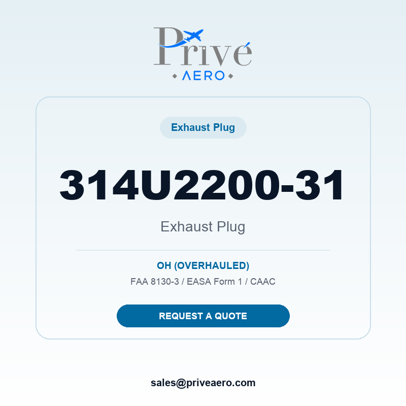 P/N 314U2200-31 EXHAUST PLUG 314U2200-31 EXHAUST PLUG – Privé Aero