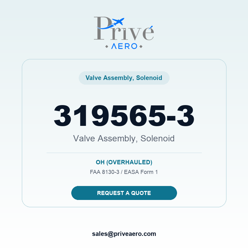 P/N 319565-3 Valve Assembly, Solenoid 319565-3 Valve Assembly, Solenoid – Privé Aero