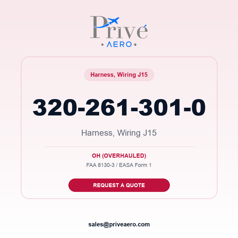 P/N 320-261-301-0 Harness, Wiring J15 320-261-301-0 Harness, Wiring J15 – Privé Aero