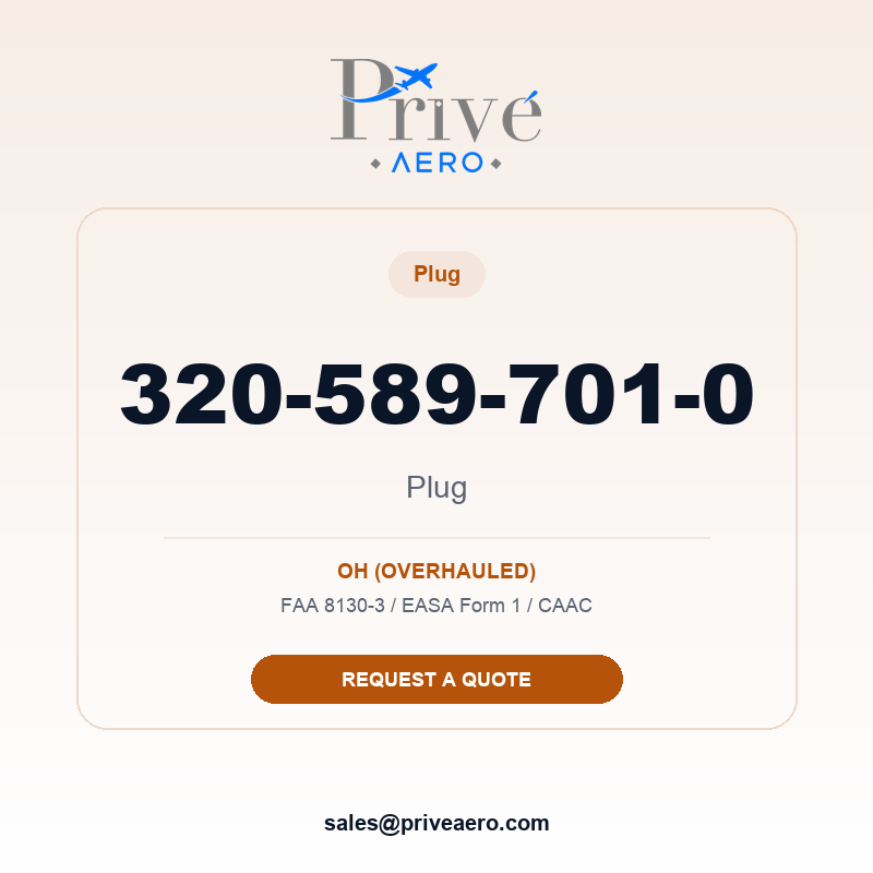 P/N 320-589-701-0 PLUG 320-589-701-0 PLUG – Privé Aero