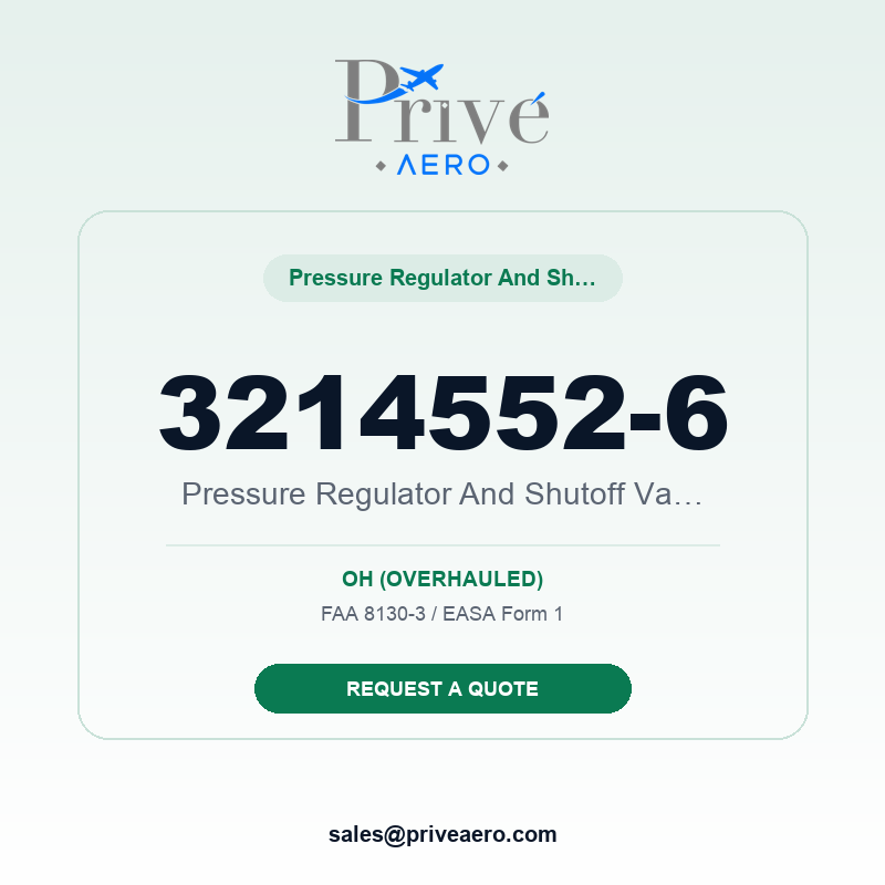 P/N 3214552-6 Pressure Regulator and Shutoff Valve 3214552-6 Pressure Regulator and Shutoff Valve – Privé Aero