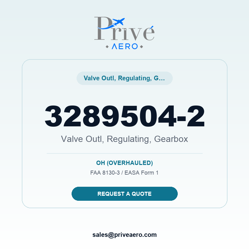 P/N 3289504-2 Valve Outl, Regulating, Gearbox 3289504-2 Valve Outl, Regulating, Gearbox – Privé Aero