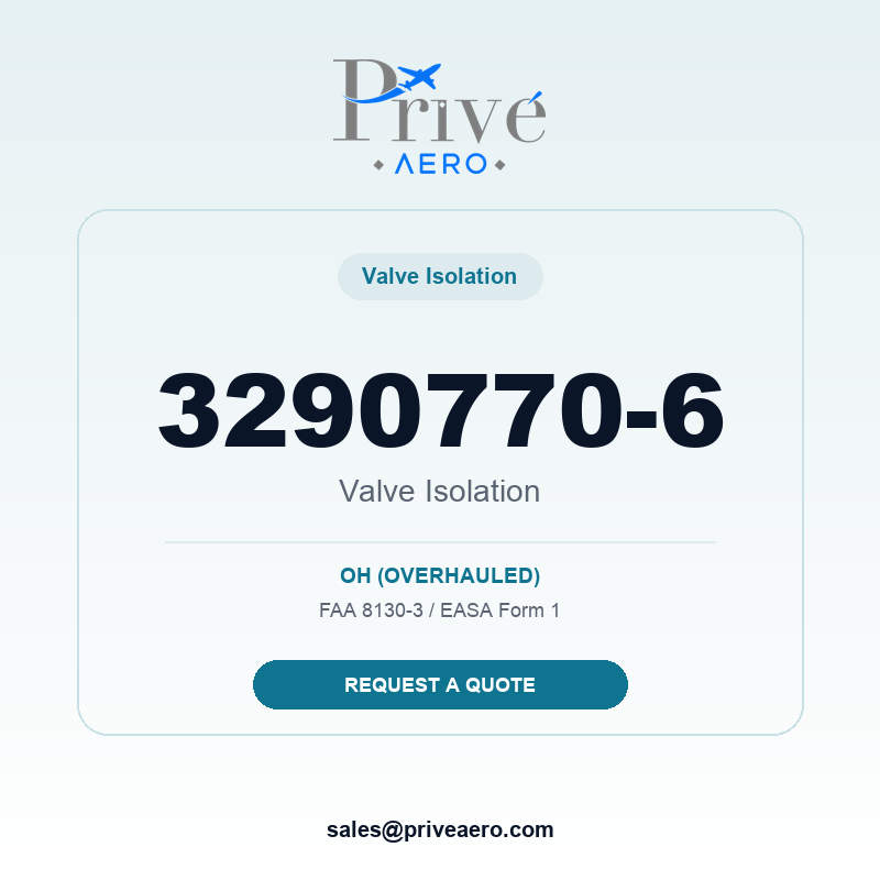 P/N 3290770-6 Valve Isolation 3290770-6 Valve Isolation – Privé Aero