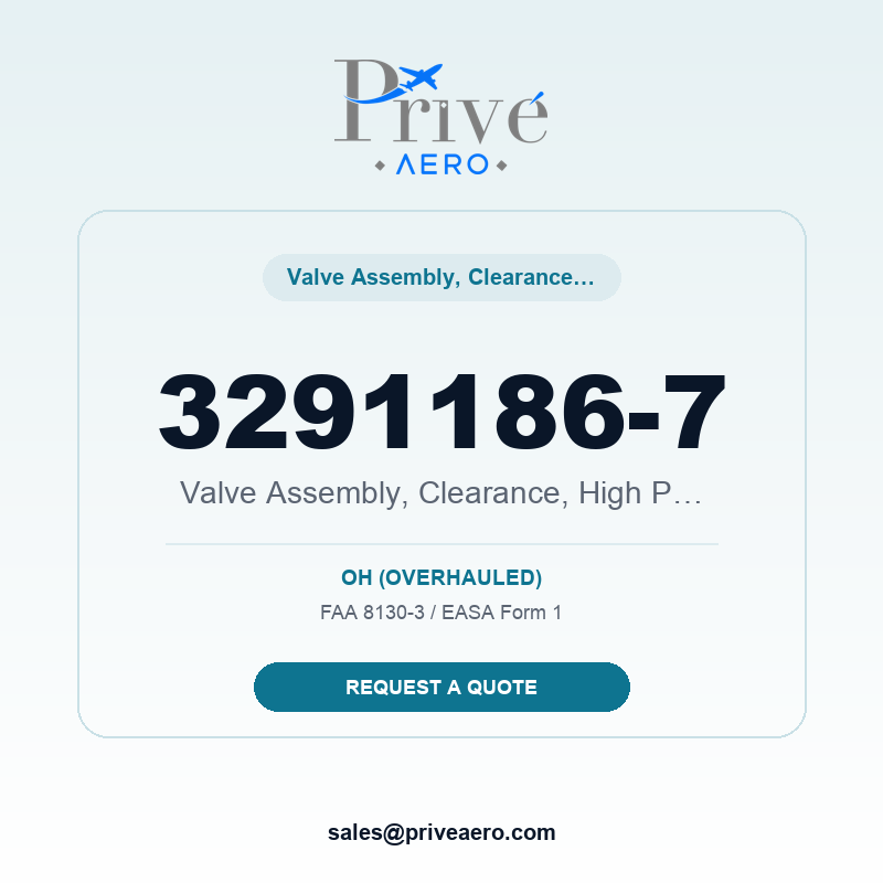 P/N 3291186-7 Valve Assembly, Clearance, High Pressure 3291186-7 Valve Assembly, Clearance, High Pressure – Privé Aero
