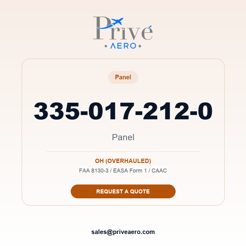 P/N 335-017-212-0 Panel 335-017-212-0 Panel – Privé Aero