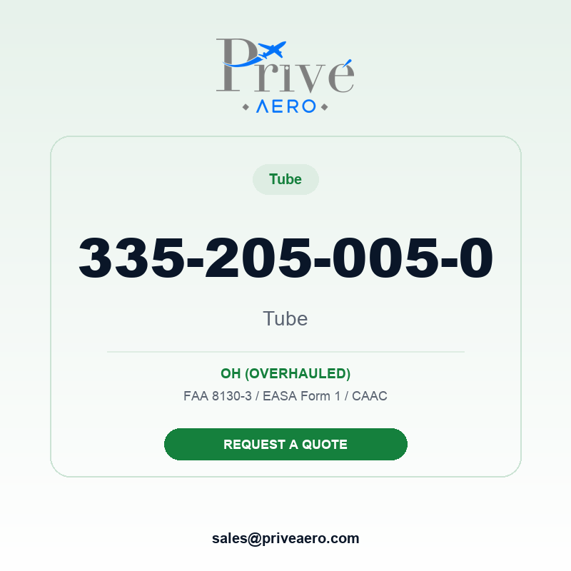 P/N 335-205-005-0 Tube 335-205-005-0 Tube – Privé Aero