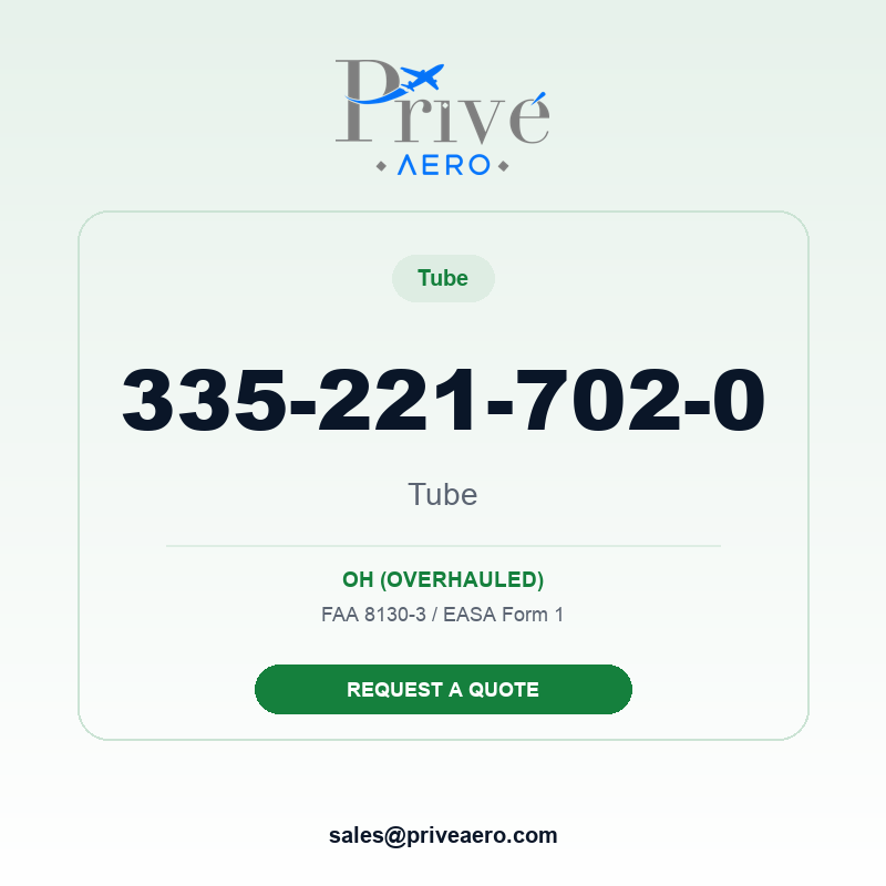 P/N 335-221-702-0 Tube 335-221-702-0 Tube – Privé Aero