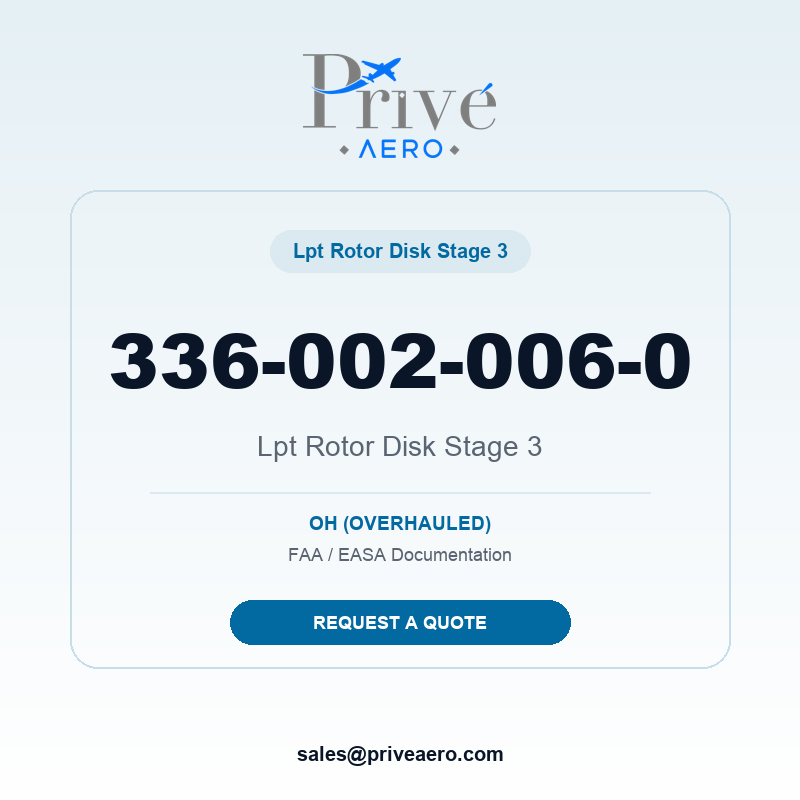 P/N 336-002-006-0 Lpt Rotor Disk Stage 3 336-002-006-0 Lpt Rotor Disk Stage 3 – Privé Aero