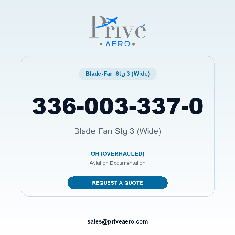 P/N 336-003-337-0 Blade-Fan Stg 3 (Wide) 336-003-337-0 Blade-Fan Stg 3 (Wide) – Privé Aero