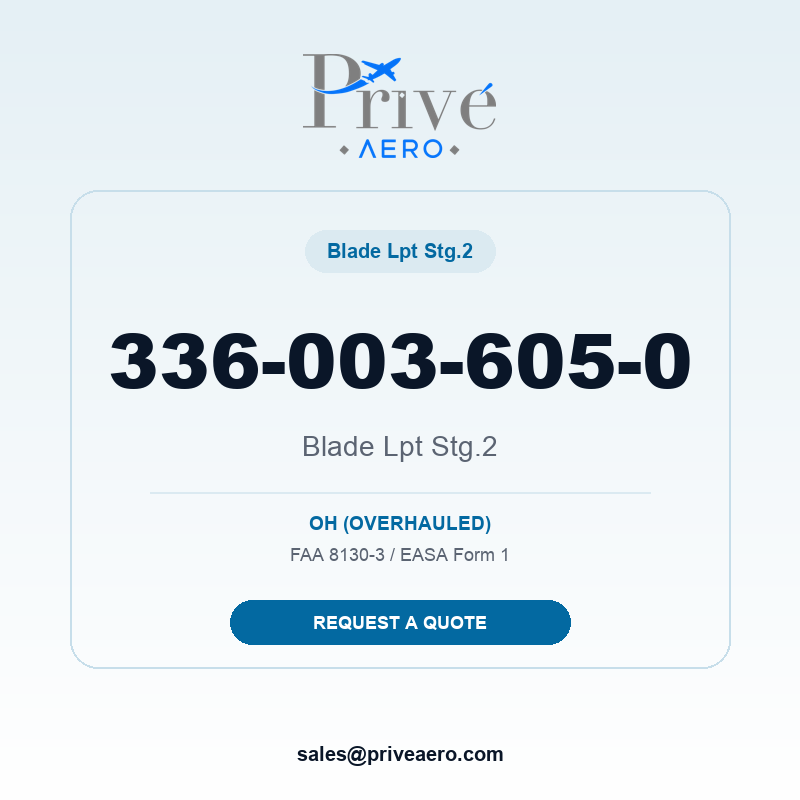 P/N 336-003-605-0 Blade Lpt Stg.2 336-003-605-0 Blade Lpt Stg.2 – Privé Aero