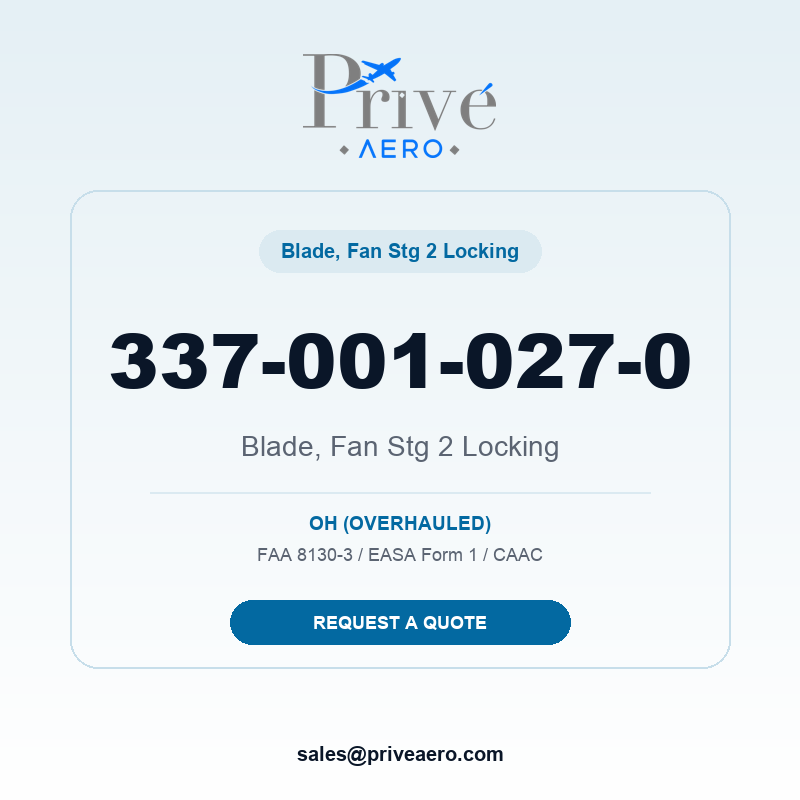P/N 337-001-027-0 Blade, Fan Stg 2 Locking 337-001-027-0 Blade, Fan Stg 2 Locking – Privé Aero