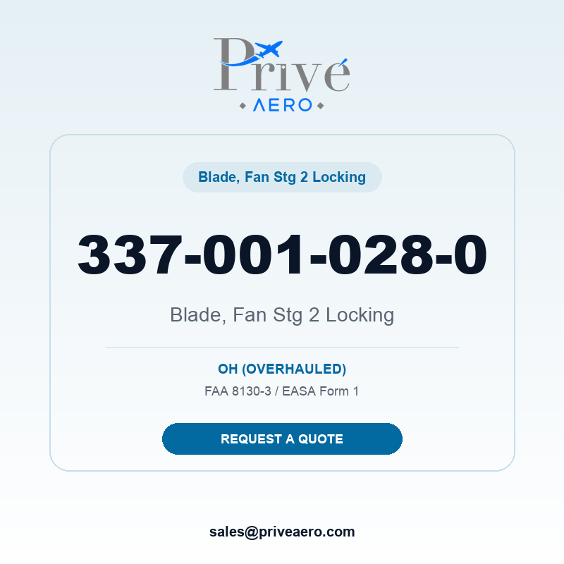P/N 337-001-028-0 Blade, Fan Stg 2 Locking 337-001-028-0 Blade, Fan Stg 2 Locking – Privé Aero