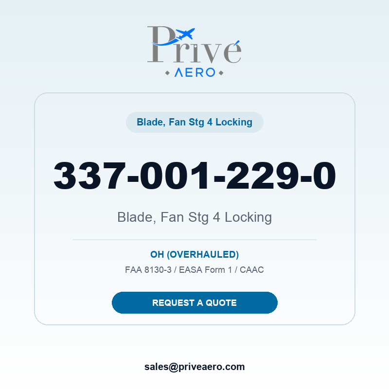 P/N 337-001-229-0 Blade, Fan Stg 4 Locking 337-001-229-0 Blade, Fan Stg 4 Locking – Privé Aero