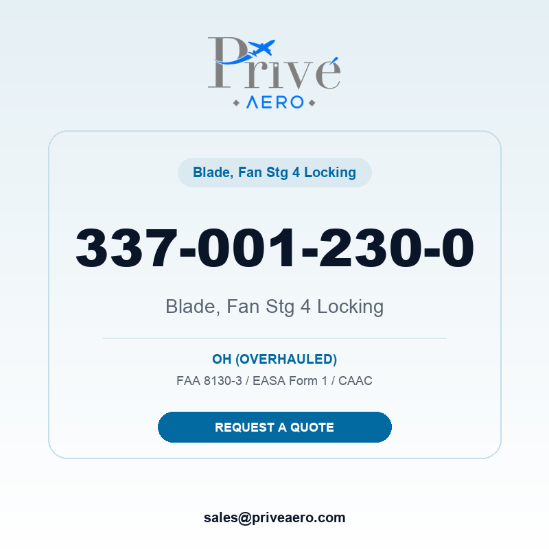 P/N 337-001-230-0 Blade, Fan Stg 4 Locking 337-001-230-0 Blade, Fan Stg 4 Locking – Privé Aero