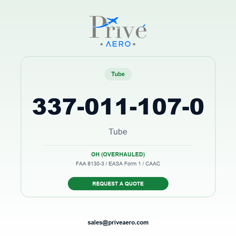 P/N 337-011-107-0 Tube 337-011-107-0 Tube – Privé Aero