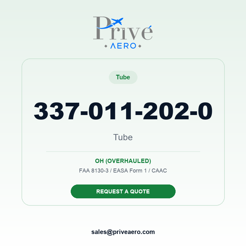 P/N 337-011-202-0 Tube 337-011-202-0 Tube – Privé Aero
