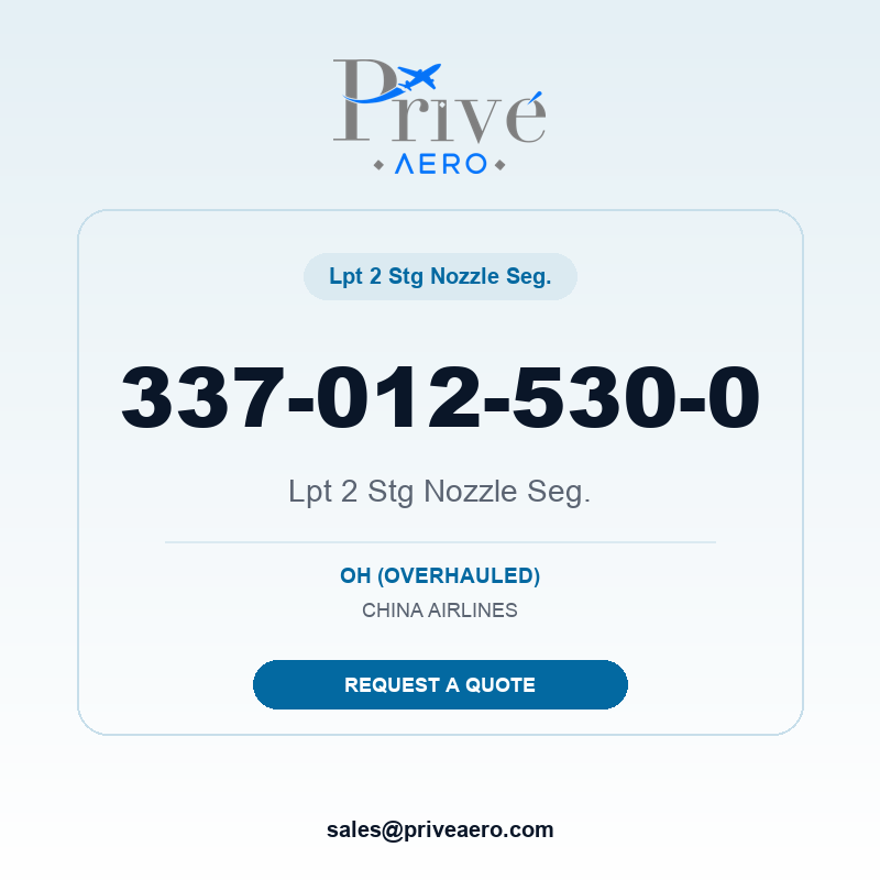 P/N 337-012-530-0 LPT 2 STG NOZZLE SEG. 337-012-530-0 LPT 2 STG NOZZLE SEG. – Privé Aero
