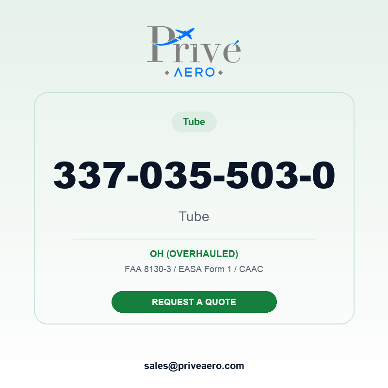 P/N 337-035-503-0 Tube 337-035-503-0 Tube – Privé Aero