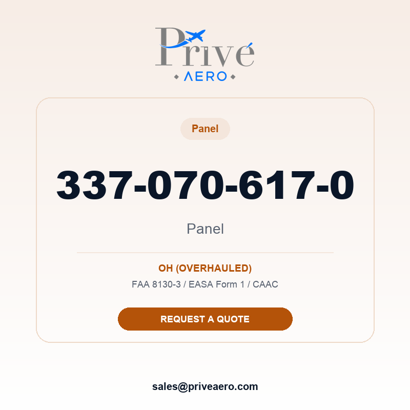 P/N 337-070-617-0 Panel 337-070-617-0 Panel – Privé Aero