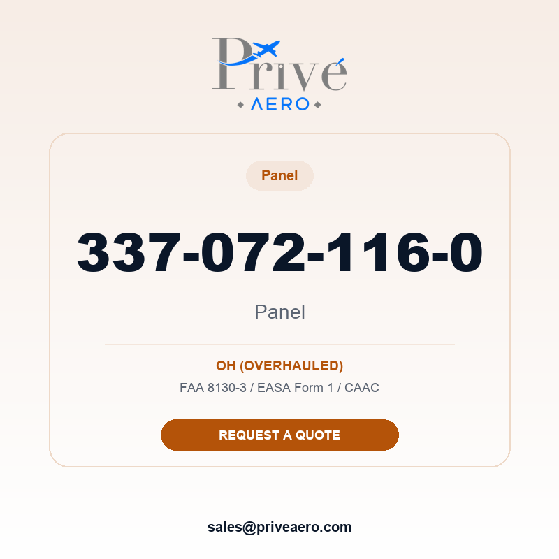 P/N 337-072-116-0 Panel 337-072-116-0 Panel – Privé Aero