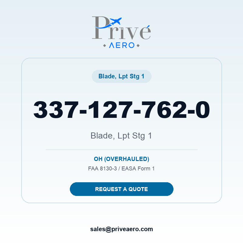 P/N 337-127-762-0 Blade, Lpt Stg 1 337-127-762-0 Blade, Lpt Stg 1 – Privé Aero