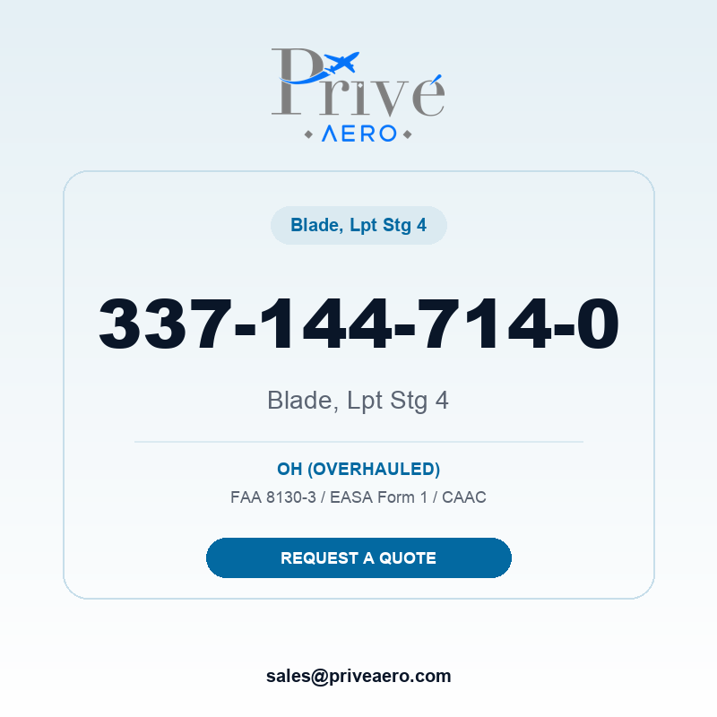 P/N 337-144-714-0 Blade, Lpt Stg 4 337-144-714-0 Blade, Lpt Stg 4 – Privé Aero