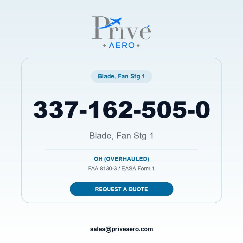P/N 337-162-505-0 Blade, Fan Stg 1 337-162-505-0 Blade, Fan Stg 1 – Privé Aero
