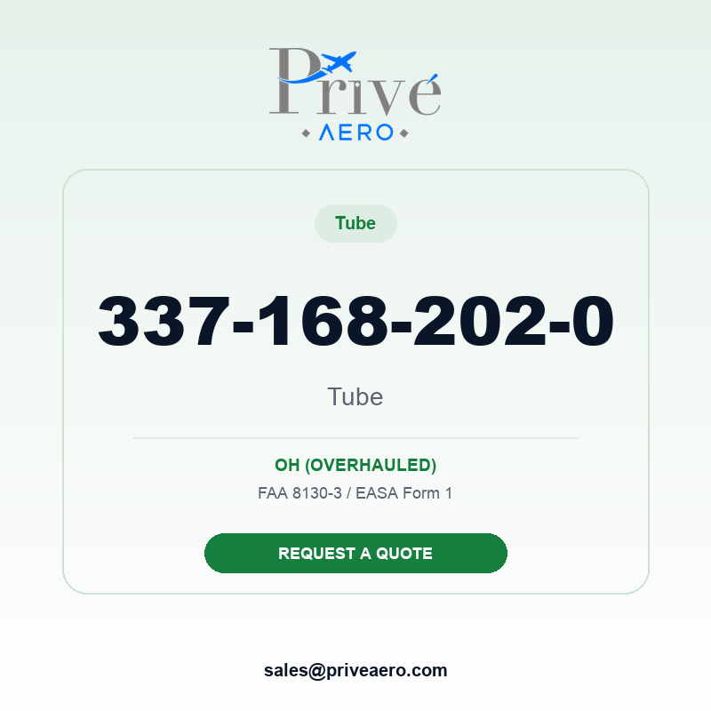 P/N 337-168-202-0 Tube 337-168-202-0 Tube – Privé Aero