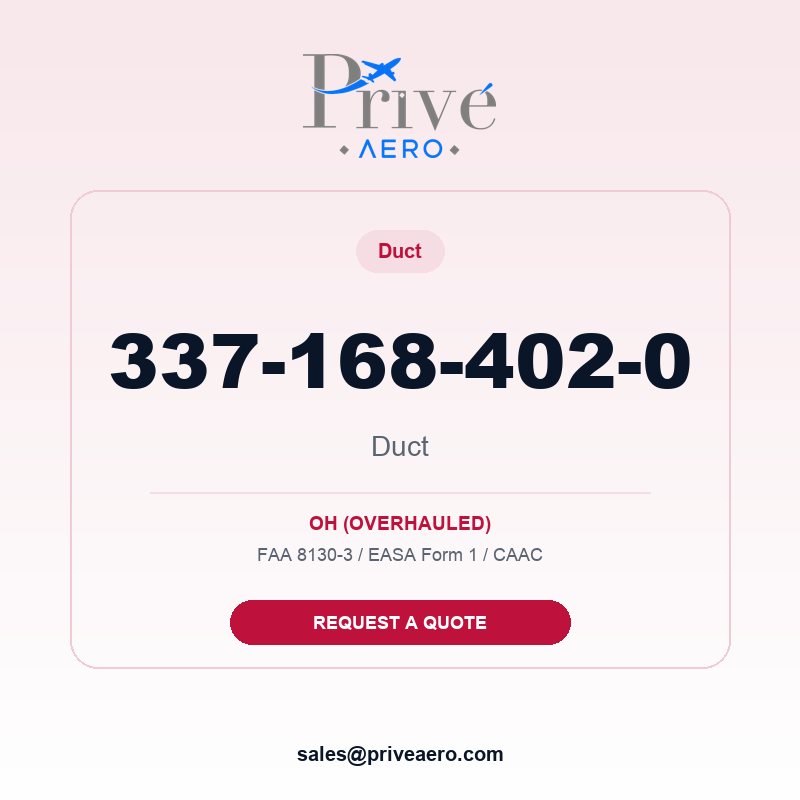 P/N 337-168-402-0 Duct 337-168-402-0 Duct – Privé Aero