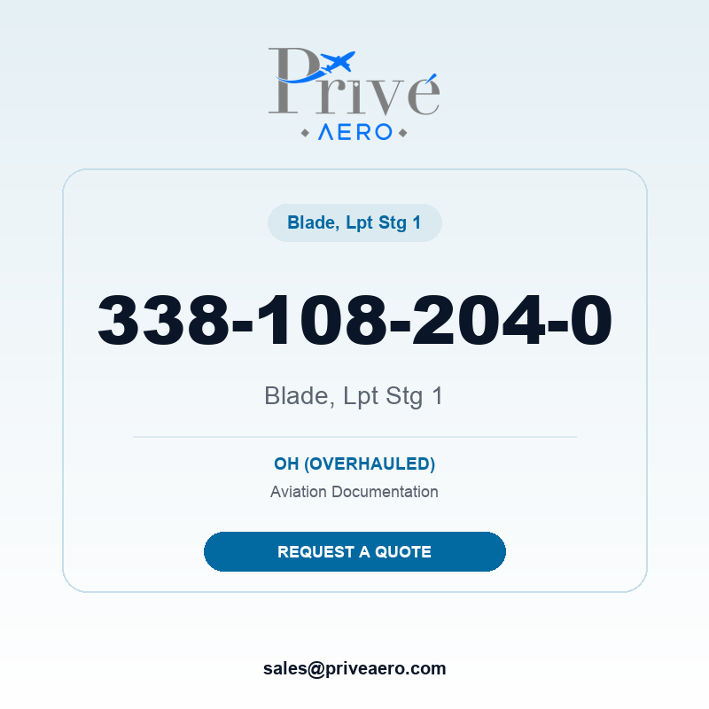 P/N 338-108-204-0 Blade, Lpt Stg 1 338-108-204-0 Blade, Lpt Stg 1 – Privé Aero