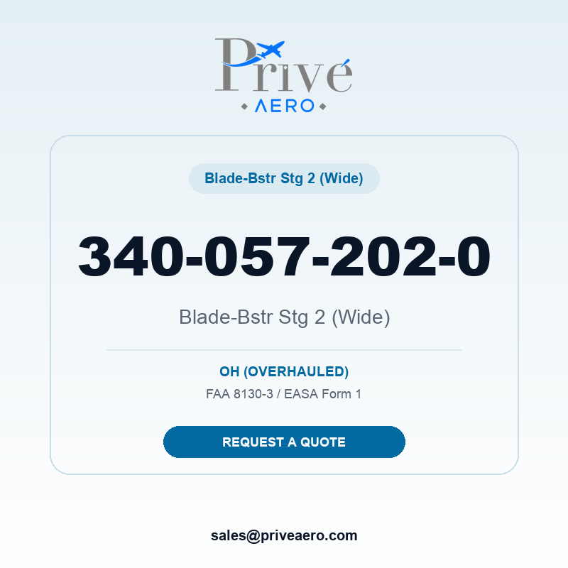 P/N 340-057-202-0 Blade-Bstr Stg 2 (Wide) 340-057-202-0 Blade-Bstr Stg 2 (Wide) – Privé Aero