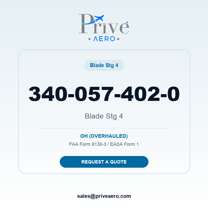 P/N 340-057-402-0 Blade Stg 4 340-057-402-0 Blade Stg 4 – Privé Aero