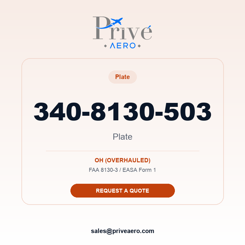 P/N 340-8130-503 Plate 340-8130-503 Plate – Privé Aero