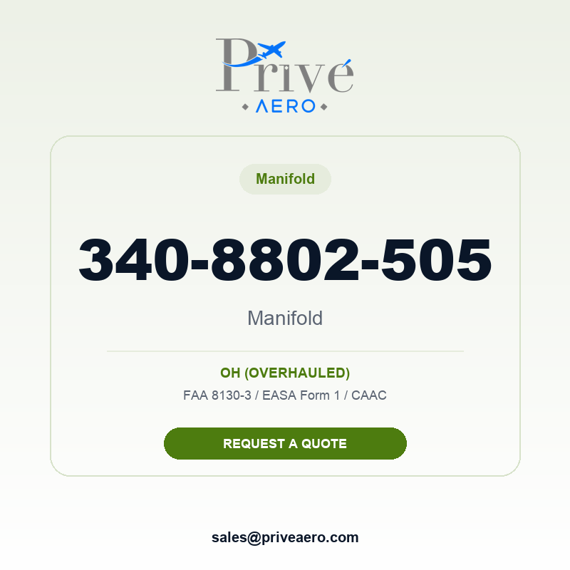 P/N 340-8802-505 Manifold 340-8802-505 Manifold – Privé Aero