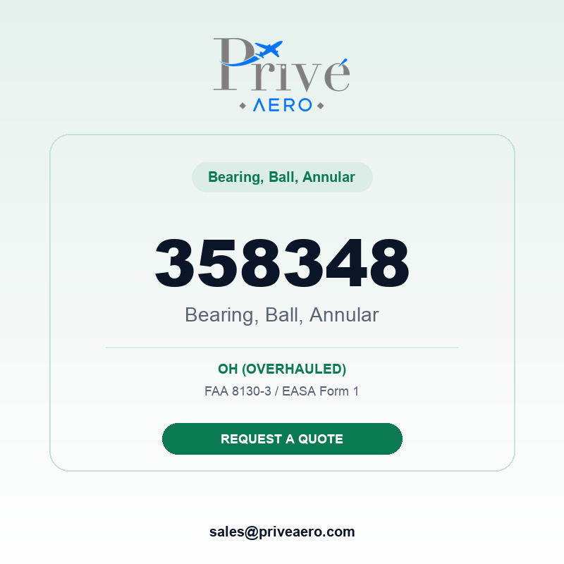 P/N 358348 Bearing, Ball, Annular 358348 Bearing, Ball, Annular – Privé Aero