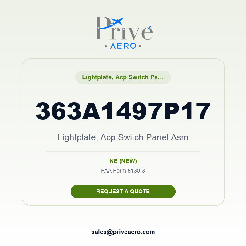 P/N 363A1497P17 Lightplate, Acp Switch Panel Asm 363A1497P17 Lightplate, Acp Switch Panel Asm – Privé Aero
