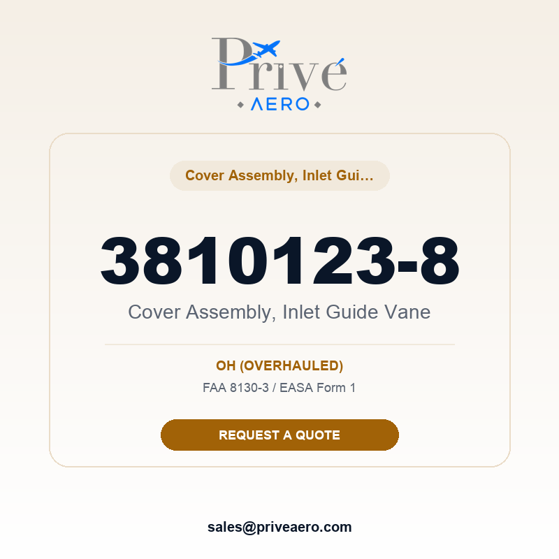 P/N 3810123-8 Cover Assembly, Inlet Guide Vane 3810123-8 Cover Assembly, Inlet Guide Vane – Privé Aero