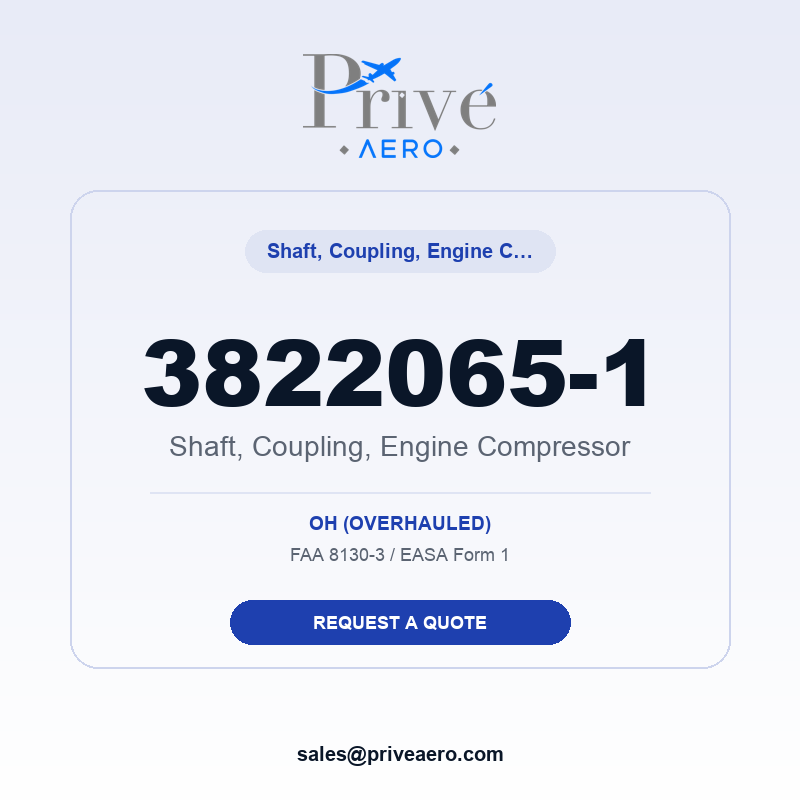 P/N 3822065-1 Shaft, Coupling, Engine Compressor 3822065-1 Shaft, Coupling, Engine Compressor – Privé Aero
