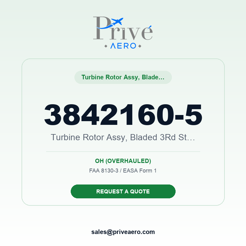 P/N 3842160-5 Turbine Rotor ASSY, Bladed 3rd Stage 3842160-5 Turbine Rotor ASSY, Bladed 3rd Stage – Privé Aero