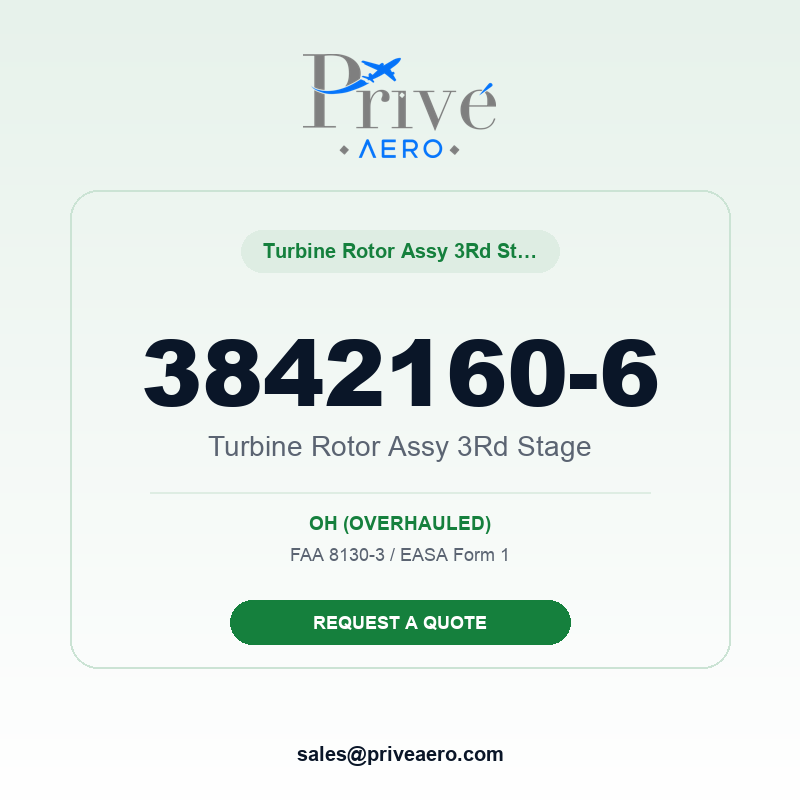 P/N 3842160-6 Turbine Rotor ASSY 3rd Stage 3842160-6 Turbine Rotor ASSY 3rd Stage – Privé Aero