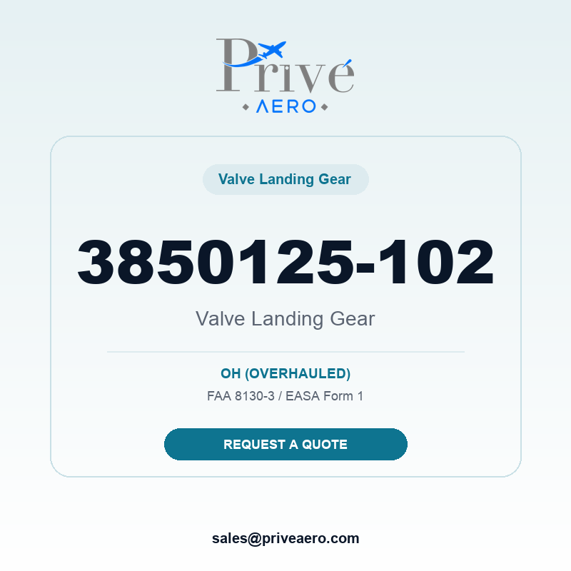 P/N 3850125-102 Valve Landing Gear 3850125-102 Valve Landing Gear – Privé Aero