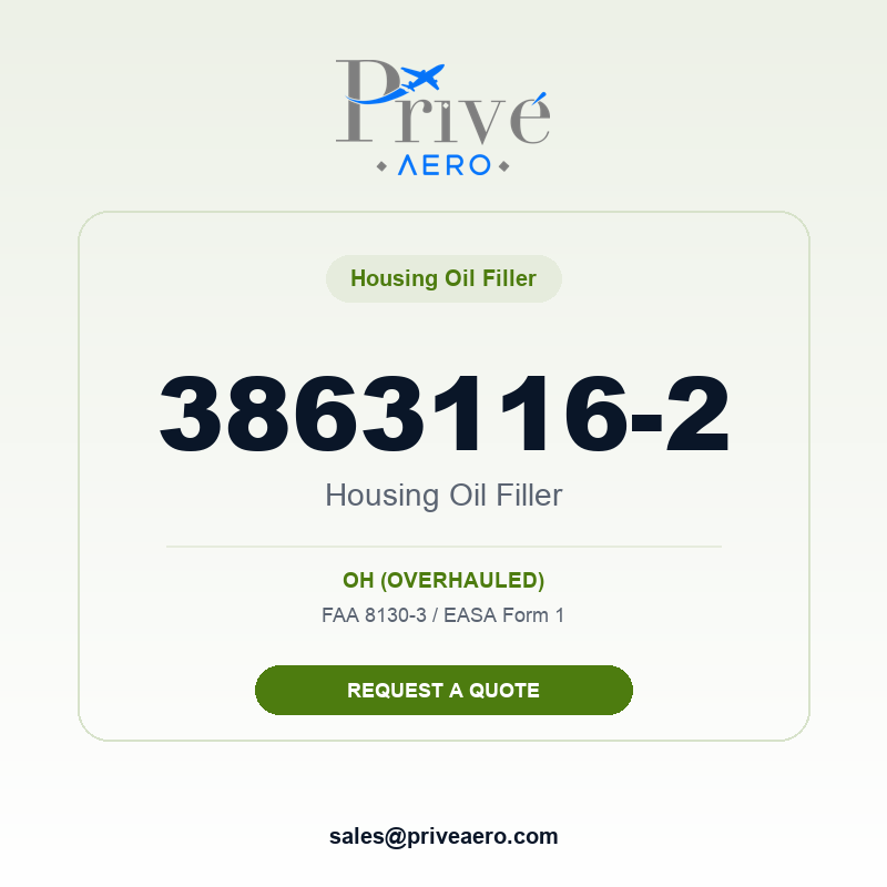 P/N 3863116-2 Housing Oil Filler 3863116-2 Housing Oil Filler – Privé Aero