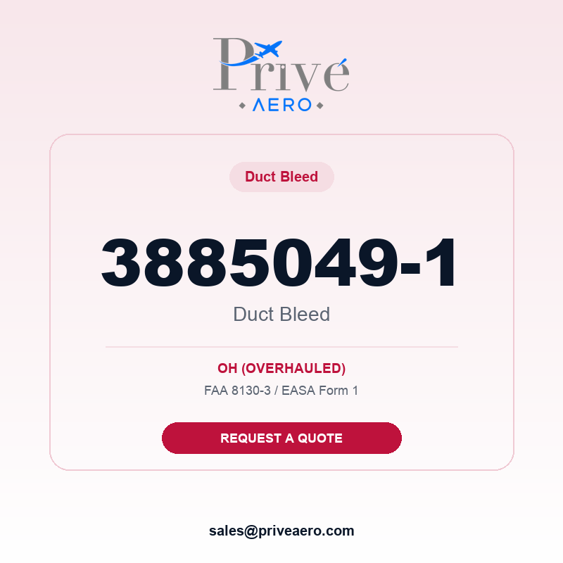 P/N 3885049-1 Duct Bleed 3885049-1 Duct Bleed – Privé Aero