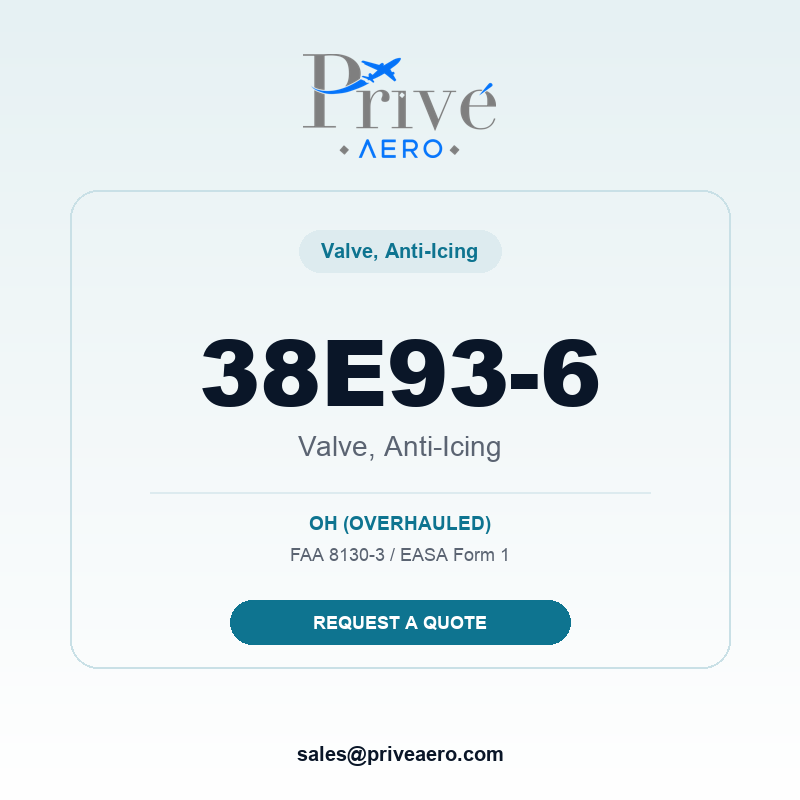 P/N 38E93-6 Valve, Anti-icing 38E93-6 Valve, Anti-icing – Privé Aero