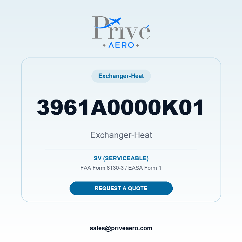 P/N 3961A0000K01 Exchanger-Heat 3961A0000K01 Exchanger-Heat – Privé Aero