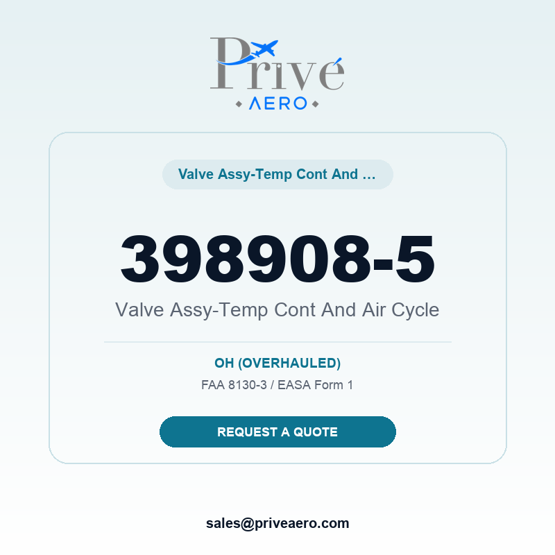 P/N 398908-5 Valve Assy-Temp Cont And Air Cycle 398908-5 Valve Assy-Temp Cont And Air Cycle – Privé Aero